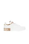 Dolce & Gabbana Dolce&gabbana White/gold Portofino Sneakers In White