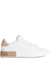 Dolce & Gabbana Portofino Leather Panelled Sneakers In White