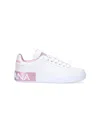 Dolce & Gabbana Portofino Leather Sneakers In White And Pink In White