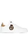 Dolce & Gabbana Iconic Leather Sneakers With Embroidered Crest And Luxurious Detailing In White