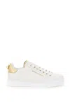 Dolce & Gabbana White Gold Leather Low Top Sneakers In White