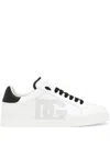 Dolce & Gabbana White And Black Leather Sneakers In White