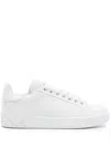 Dolce & Gabbana White Calfskin Portofino Sneakers In White