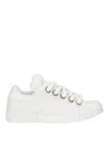Dolce & Gabbana Engraved Logo Low-top Lace-up Sneakers In White