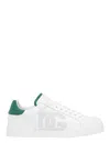 Dolce & Gabbana White And Black Leather Sneakers In White