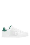 Dolce & Gabbana White And Black Leather Sneakers In White