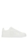 Dolce & Gabbana Women Portofino Low-top Leather Sneakers With Lateral Monogram In White+white