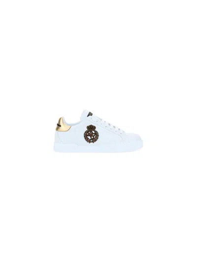 Dolce & Gabbana Sneakers In White/gold