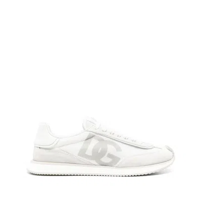 Dolce & Gabbana Two-tone Suede And Mesh Dg Aria Sneakers In White