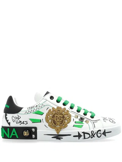 Dolce & Gabbana Sneakers With Appliqués In White