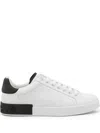 Dolce & Gabbana White Leather Portofino Sneakers In White