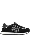 Dolce & Gabbana Dg Cushion Lace-detailed Suede Sneakers Shoes In Black