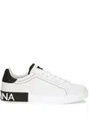 Dolce & Gabbana Portofino Leather Sneakers With Rubberized Logo Shoes In White