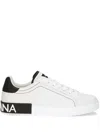 Dolce & Gabbana Portofino Leather Sneakers With Rubberized Logo Shoes In White