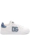 Dolce & Gabbana White Low-top Sneakers With Logo And Blue Tongue In White