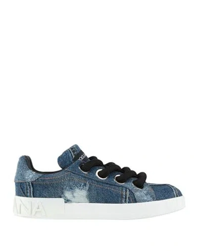 Dolce & Gabbana Snk Woman Sneakers Blue Size 7.5 Cotton, Elastane