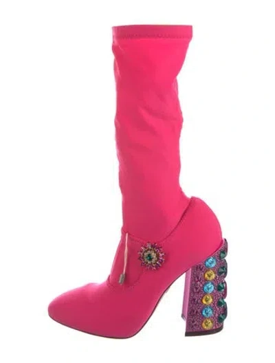 Pre-owned Dolce & Gabbana Sock Boots In Pink