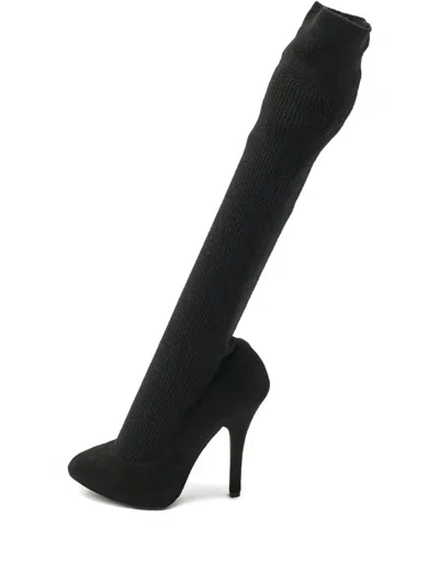 Pre-owned Dolce & Gabbana Sock-high Suede Pumps In Black