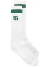 Dolce & Gabbana Logo-intarsia Ribbed-knit Socks In Whitegreen