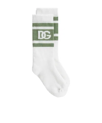 Dolce & Gabbana Kids' Socks With Intarsia Logo In White