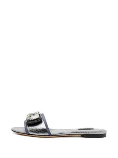Pre-owned Dolce & Gabbana Sofia Crystal-embellished Sandals In Silver