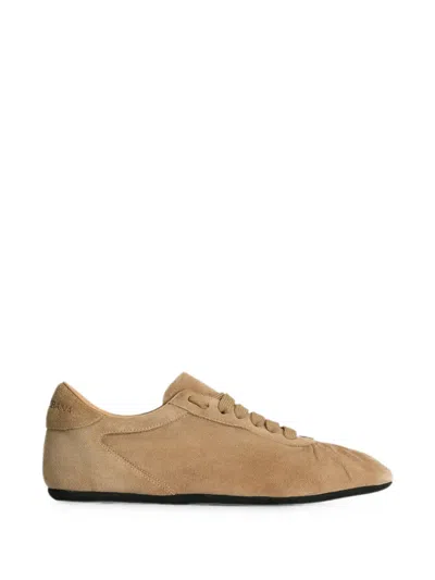 Dolce & Gabbana Soft Ballet Sneakers In Split Calfskin In Neutral