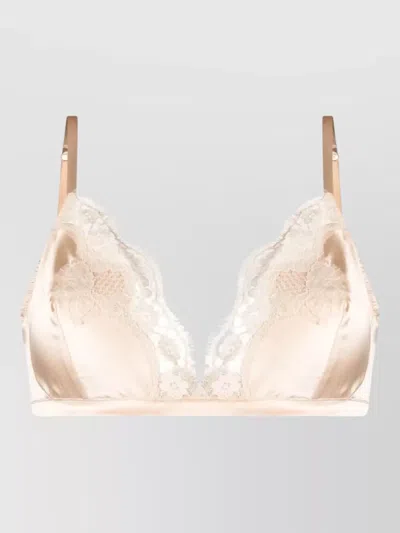 Dolce & Gabbana Soft-cup Satin Bra With Lace Detailing Clothing In Nude