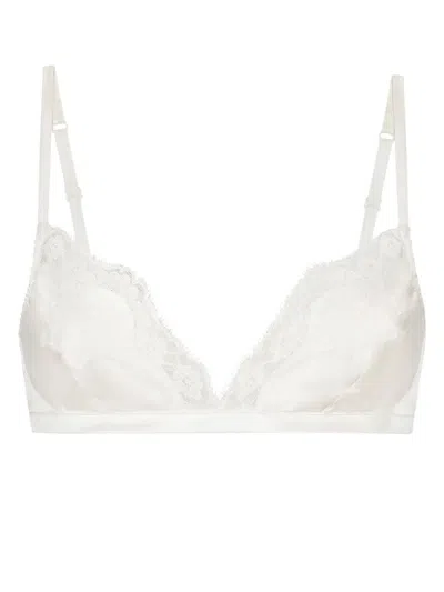 DOLCE & GABBANA SOFT-CUP SATIN BRA WITH LACE DETAILING