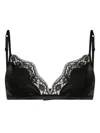 Dolce & Gabbana Soft-cup Satin Bra With Lace Detailing Clothing In Black
