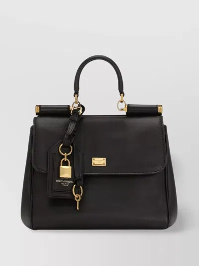 Dolce & Gabbana Soft Leather Handbag With Detachable Shoulder Strap In Black