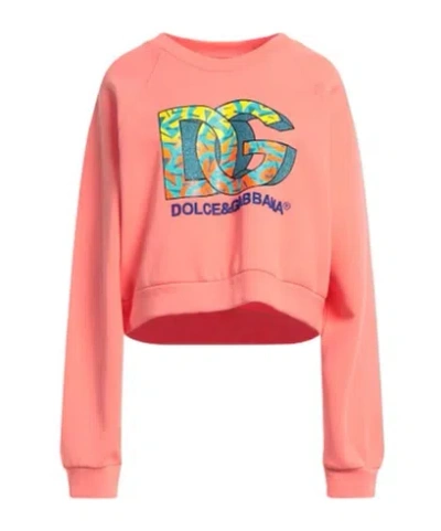 Dolce & Gabbana Solid Base Printed Sweatshirt In Pink