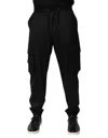 Dolce & Gabbana Solid Black Cargo Jogger Men Sweatpants Pants In Black
