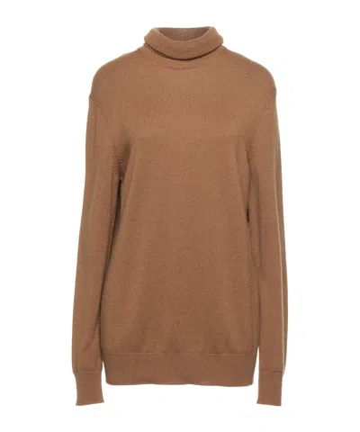 Dolce & Gabbana Solid Cashmere Turtleneck Sweater In Brown