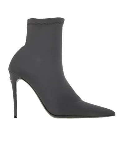 Dolce & Gabbana Solid Color Ankle Boots In Gray