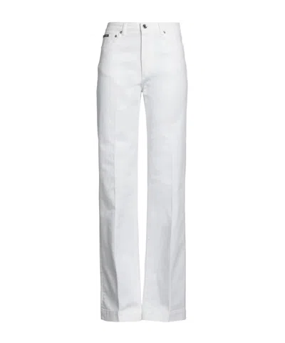 Dolce & Gabbana Solid Color Bootcut Jeans In White