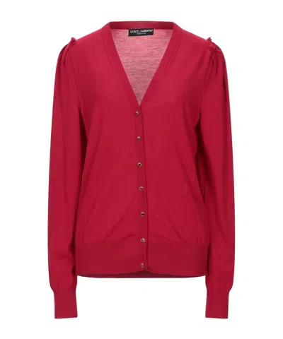 Dolce & Gabbana Solid Color Cardigans In Garnet Red