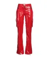 Dolce & Gabbana Glossy Polyester Cargo Boot Cut Cargo Pants In Red