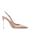 Dolce & Gabbana Satin Metallic-stiletto Slingback Pumps In Neutral