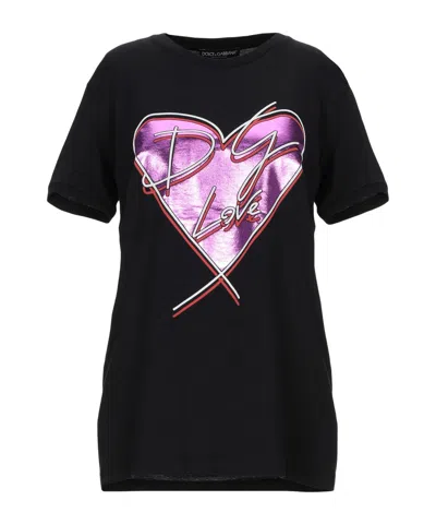Dolce & Gabbana Solid Color Crew Neck Short Sleeve Top In Black