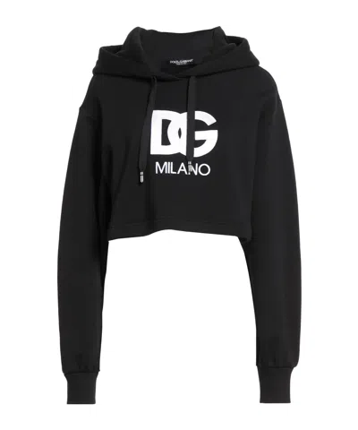 Dolce & Gabbana Solid Color Hoodie In Black