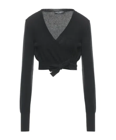 Dolce & Gabbana Solid Color Knit Cardigan In Black