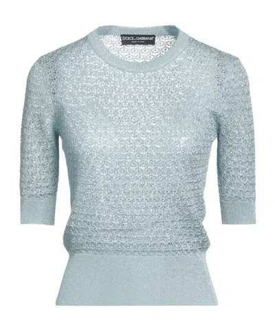 Dolce & Gabbana Solid Color Knit Sweater In Gray