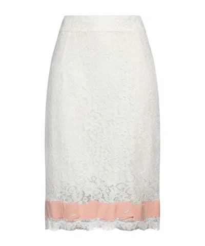 Dolce & Gabbana Solid Color Lace Pencil Skirt In Gray