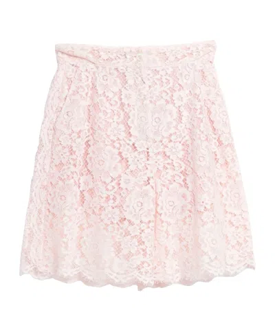 Dolce & Gabbana Solid Color Lace Shorts In Pink