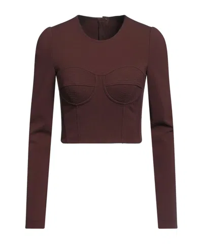 Dolce & Gabbana Ruched Viscose Blend Crop Top In Brown