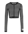 Dolce & Gabbana Solid Color Mesh Long-sleeve Top In Black