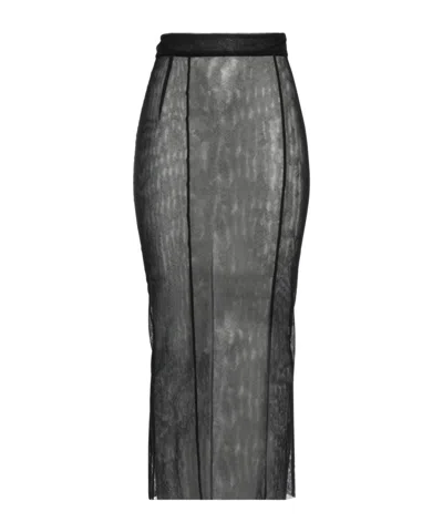 Dolce & Gabbana Solid Color Mesh Tulle Midi Skirt In Black