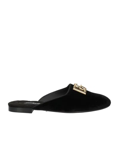 Dolce & Gabbana Solid Color Mules In Black