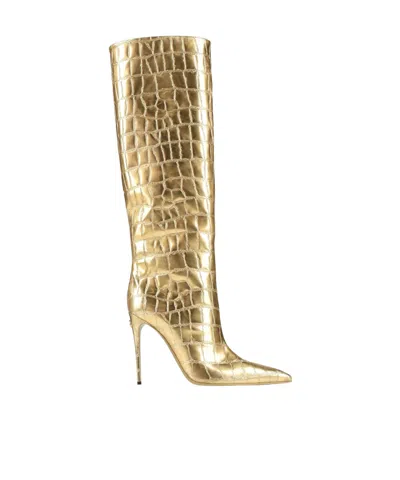 Dolce & Gabbana Solid Color Over-the-knee Boots In Gold