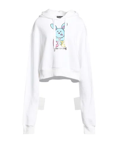 Dolce & Gabbana Solid Color Printed Hoodie In White